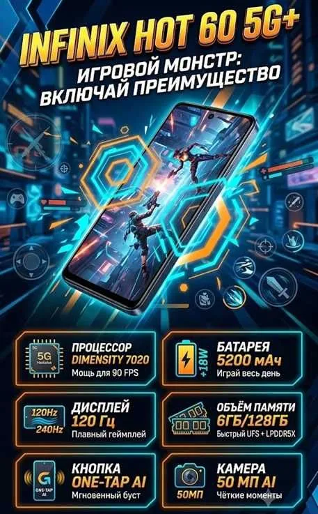Infinix Hot 60 5G 6/128 ГБ (Новый, запечатан) 3