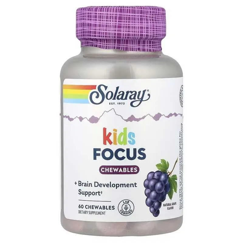 Solaray Kids Focus жевательные таблетки из натурального винограда — фото 1