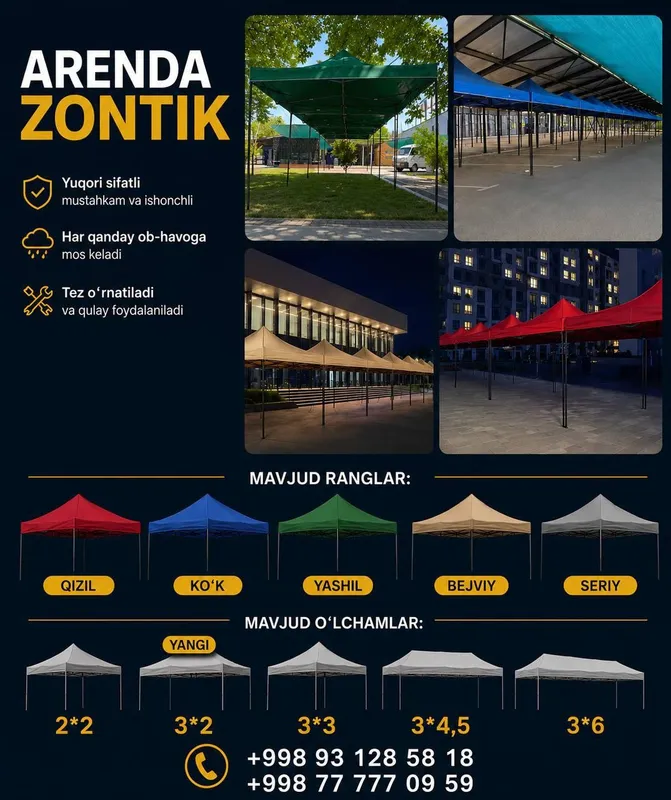 ARENDA ZONTIK hamma razmerdan bor va sotish uchun ham savdo bor