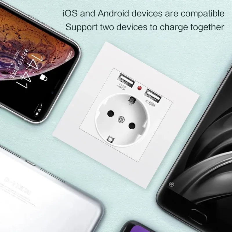 Сенсорные выключатели Современная настенная розетка USB портом — фото 5