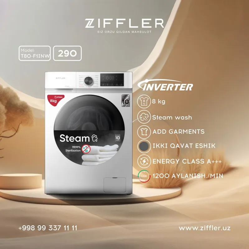 Турецская стиральная машина от фирмы Ziffler 8кг kir moshina 8kg — фото 1