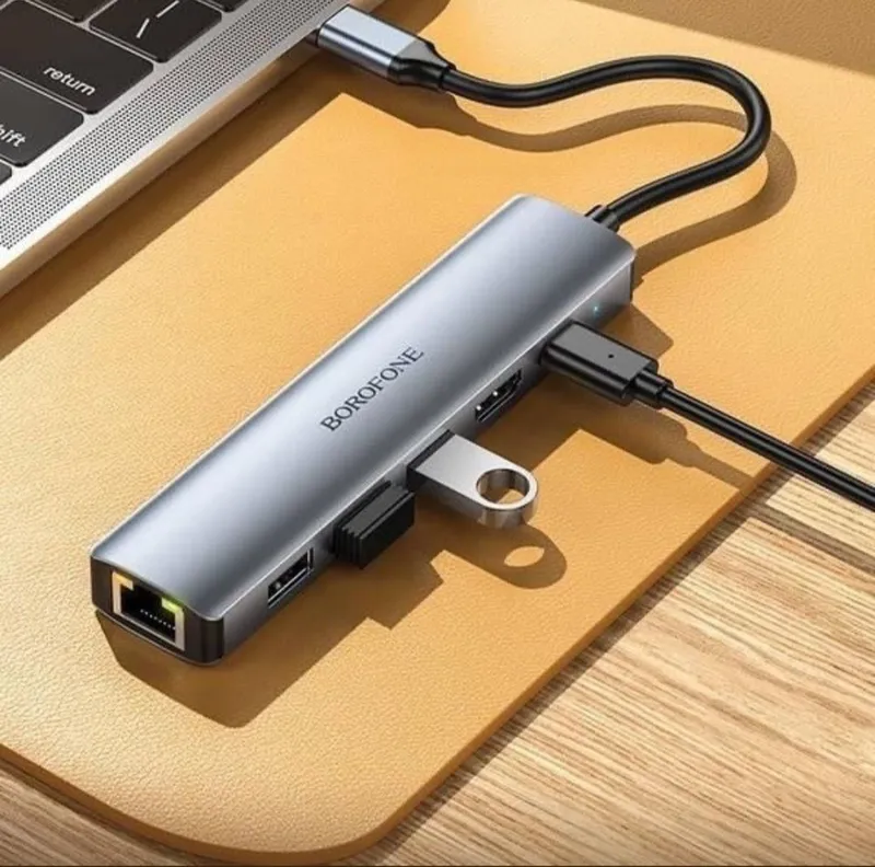 Borofone HUB DH16 |Type-C - HDMI+PD+USB3.0+USB2.02+RJ45. Есть доставка — фото 2