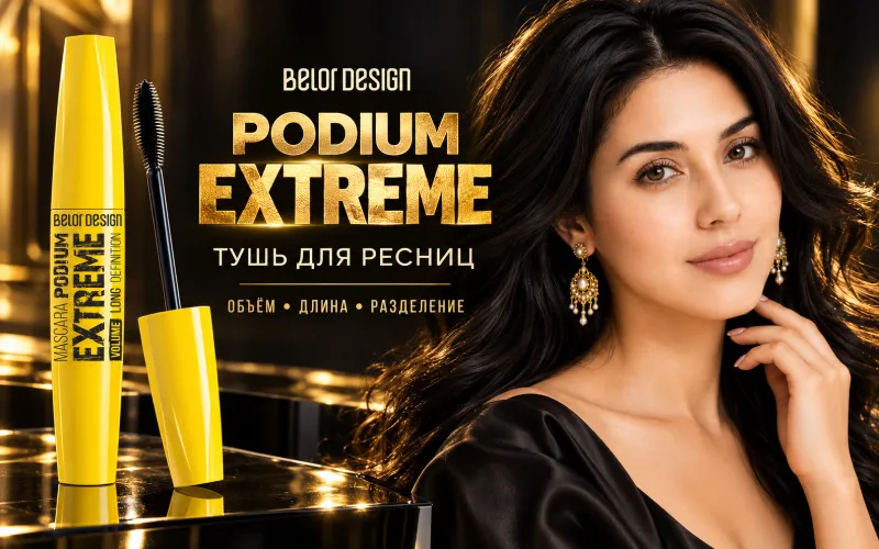 Тушь для ресниц PODIUM EXTREME, чёрная, для объёма 5 Тушь для ресниц PODIUM EXTREME, чёрная, для объёма 5