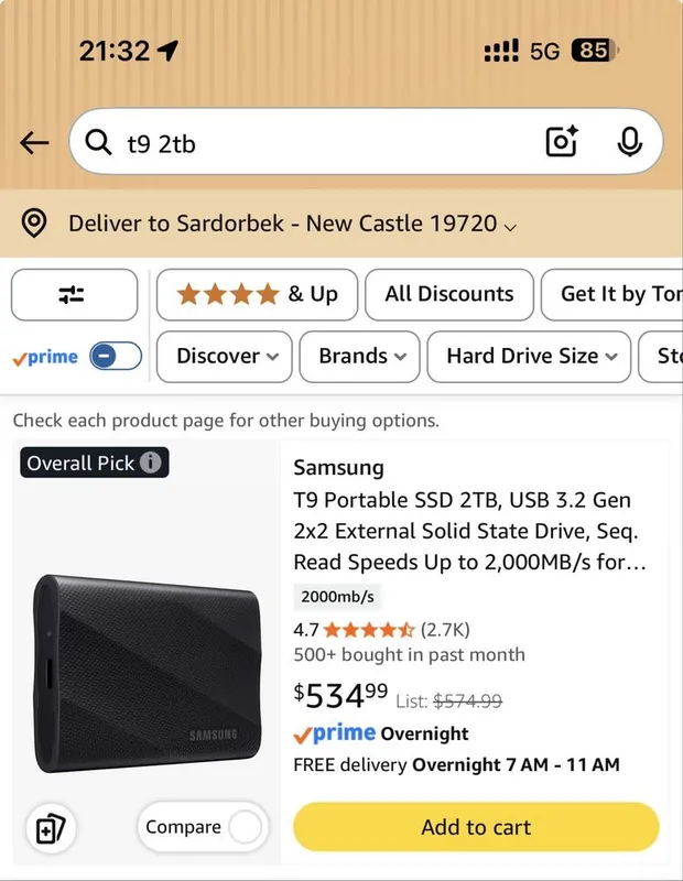 Samsung t9 2tb в упаковке — фото 2