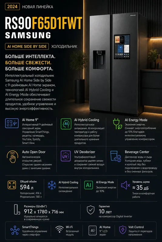 Samsung AI muzlatkichlarining 2026-yilgi yangi liniyasi
