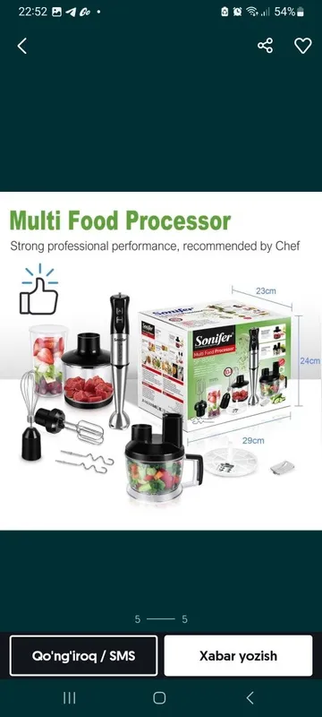 Погружной блендер 5 в 1 SONIFER SF-8091 Pogrujnoy blender hand blender