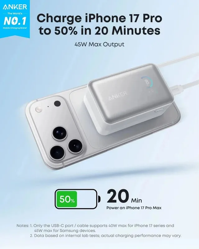 Anker Nano Power Bank 10000mAh 45W with Built-In Cable A1638 — фото 2