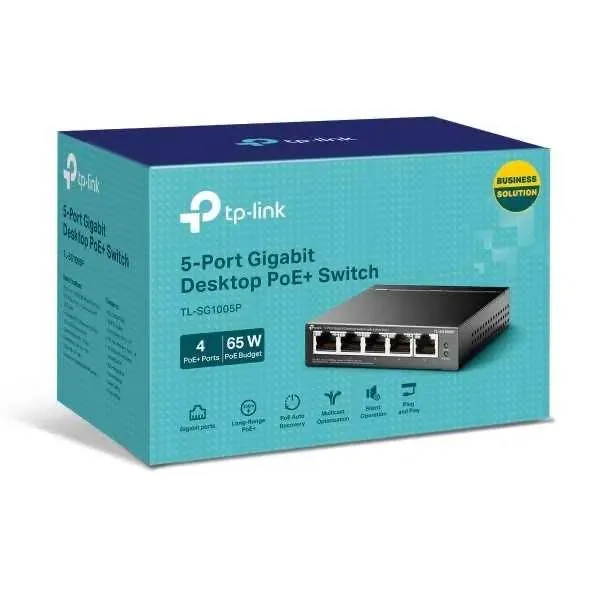Коммутатор Switch POE 5 портов Gigabit 65W 1