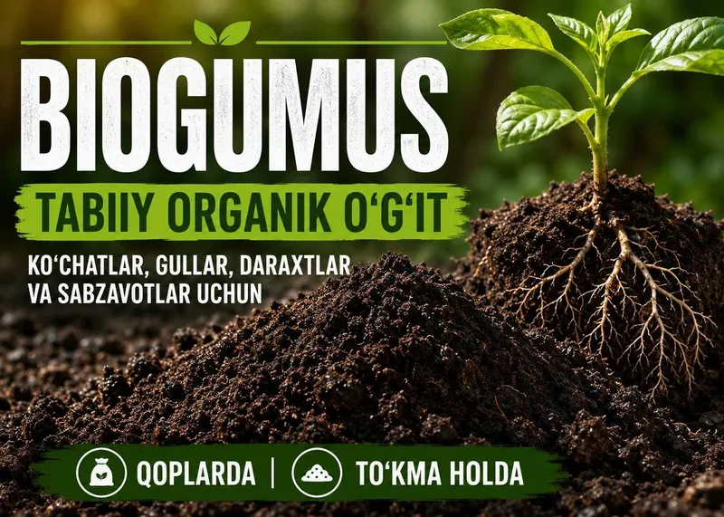 BIOGUMUS – bog‘ va tomorqa uchun tabiiy organik o‘g‘it