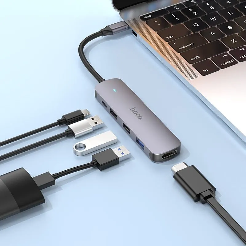 Hab, Hub Type-C хаб Hoco HB27, HDTV + USB3.0 + USB2.0*2 + PD Hab, Hub Type-C хаб Hoco HB27, HDTV + USB3.0 + USB2.0*2 + PD