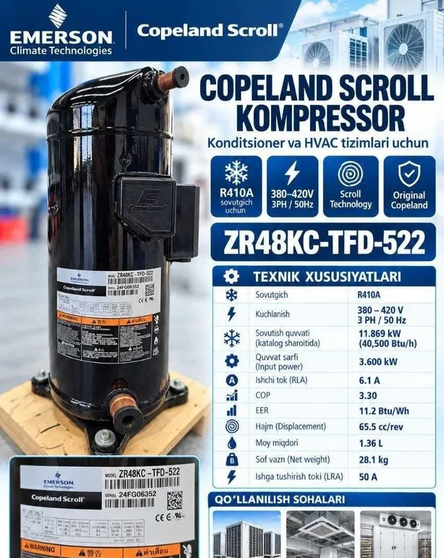 Copeland Scroll ZR48KC-TFD-522 kompressori 1 Copeland Scroll ZR48KC-TFD-522 kompressori 1