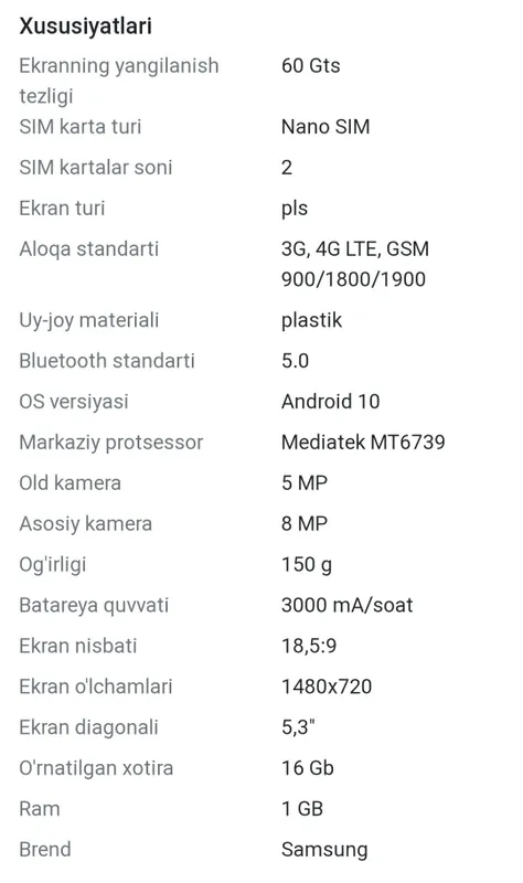 Tel sotiladi Samsung Galaxy A01 core Dual sim — фото 5