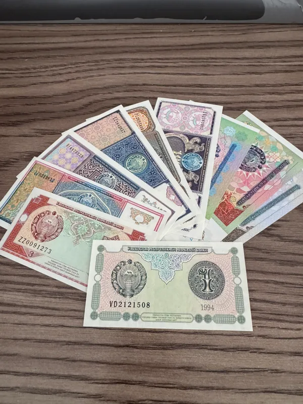 1 somdan 1000 somgacha bolgan original pullar