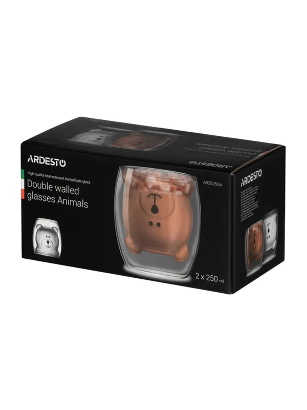 ARDESTO Animals AR2625GA piyolalar to‘plami, borosilikat shisha, ikki devorli, shaffof, 2x250 ml 6 ARDESTO Animals AR2625GA piyolalar to‘plami, borosilikat shisha, ikki devorli, shaffof, 2x250 ml 6