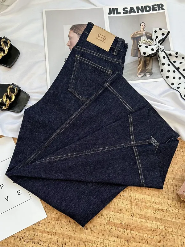 Широкие джинсы wide-leg глубокого синего цвета