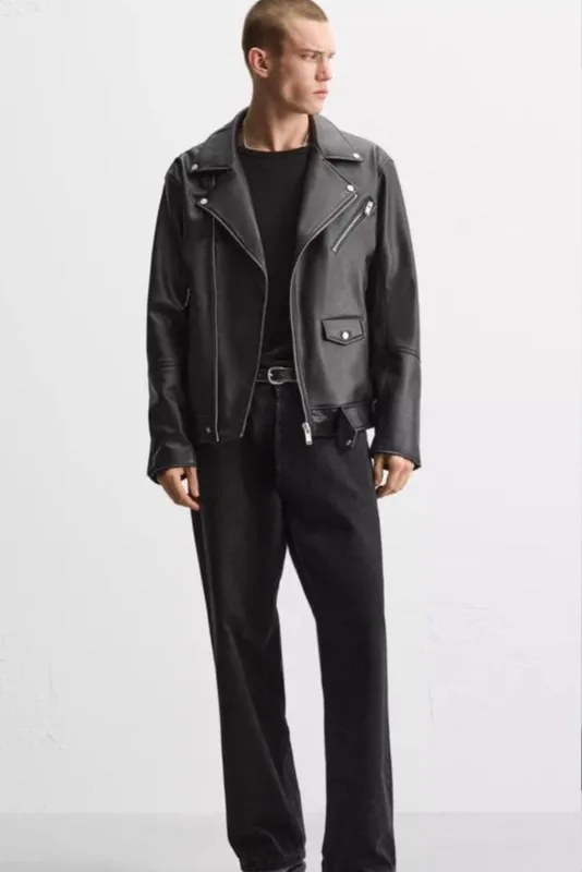 Куртка косуха Zara из эко кожи мужская — фото 2