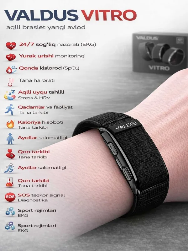 Умный фитнес-браслет Valdus Vitro ECG для контроля здоровья — фото 2