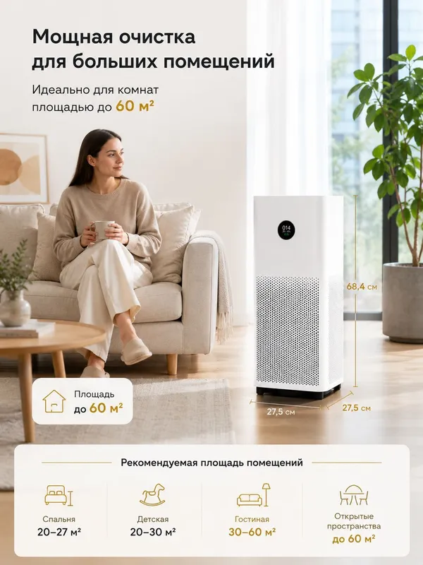 Очиститель воздуха Xiaomi Air Purifier 4 Pro, 60 м², оригинал(CN) 2 Очиститель воздуха Xiaomi Air Purifier 4 Pro, 60 м², оригинал(CN) 2