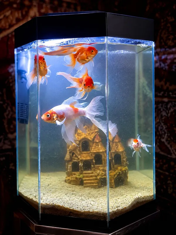 Koi baliqlari va tilla baliqlar bilan akvarium 1 Koi baliqlari va tilla baliqlar bilan akvarium 1