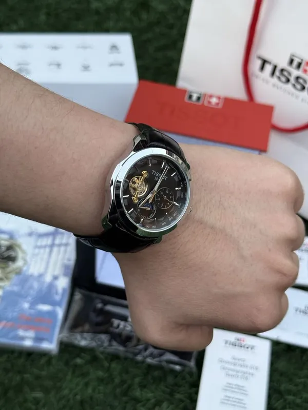 Мужские часы Tissot, кожанный ремешок, премиальные механические часы — фото 1