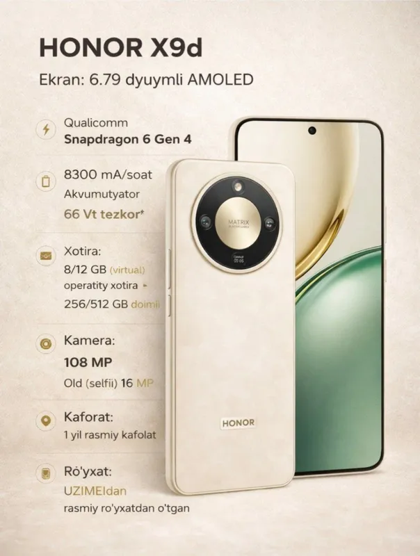 Honr x9d 12/256 GB 5G