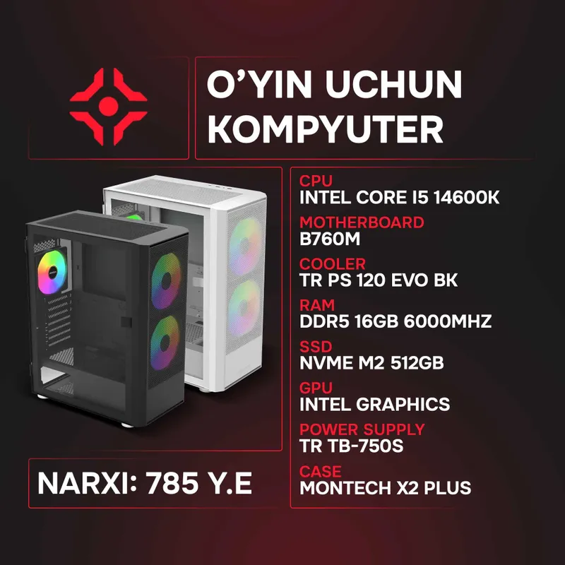 Intel I5 14600K / 16Gb 6000MHz // NVMe 512Gb / Integrated Graphics