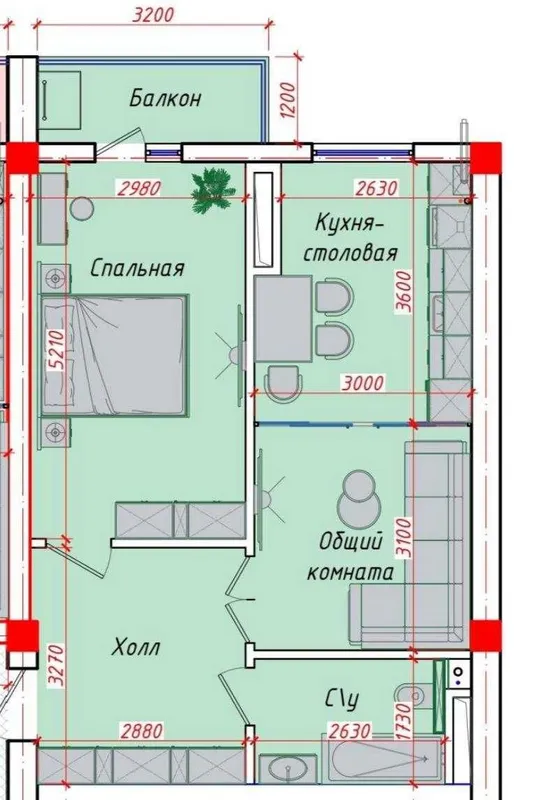 Sergeli City'dan 2 xonali kvartira sotiladi, 52.82 m² — фото 2