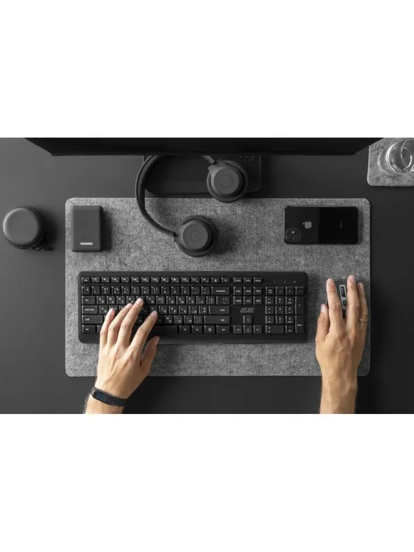 Проводная мембранная клавиатура 2E-KS220WB USB Black (кабель 1,5 м) — фото 1