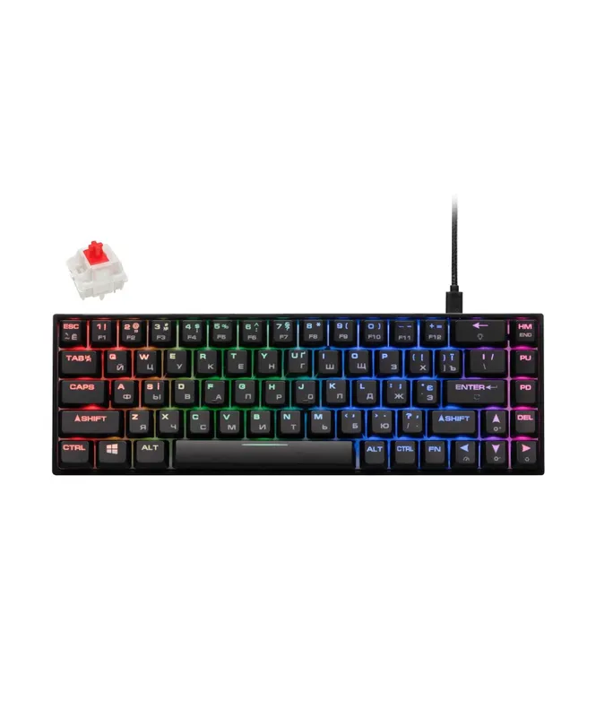 ; Игровая клавиатура 2E KG370 USB 68 key Gateron Red Switch Black 1 ; Игровая клавиатура 2E KG370 USB 68 key Gateron Red Switch Black 1