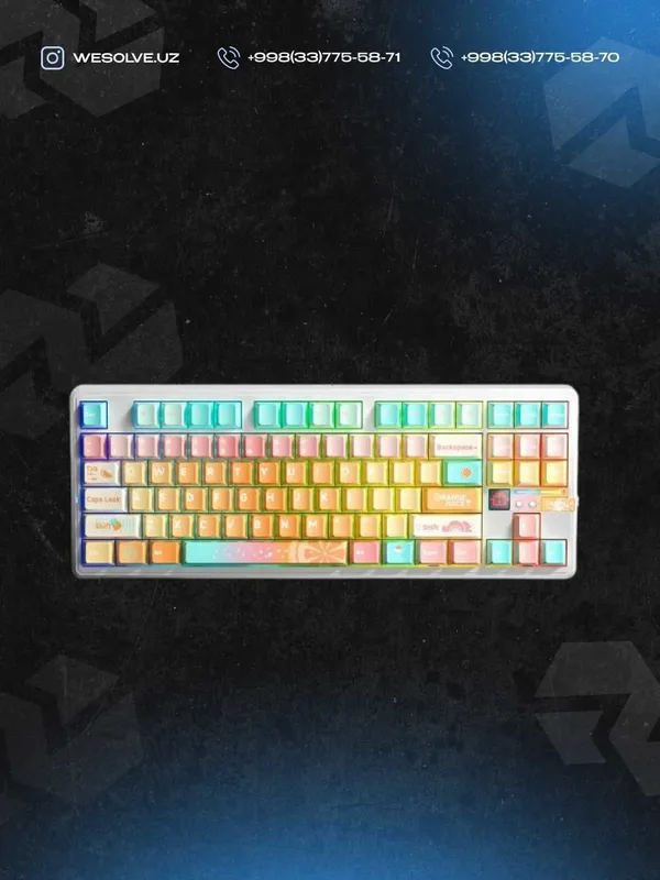 Клавиатура механическая беспроводная AULA F87 pro V2 Yellow