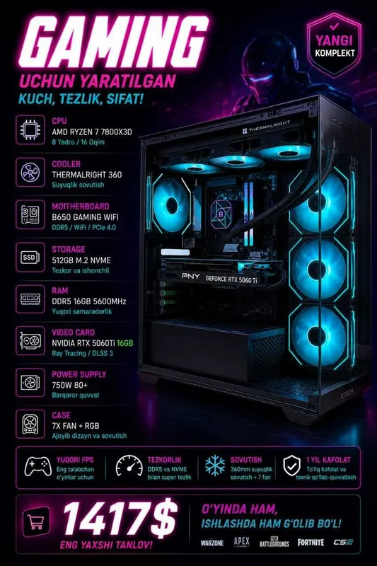 7800x3d /512 m2 nvme /Rtx 5060TI 16gb