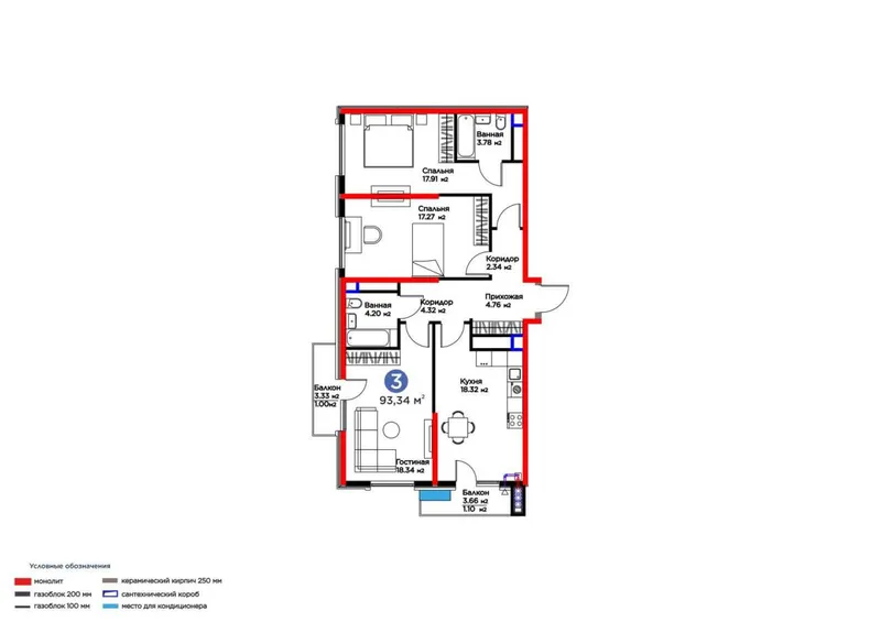 Продажа 3-комн. кв. 93.34 м², Яшнабадский 3