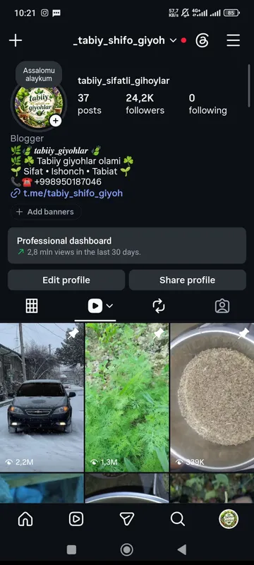 Instagram account
