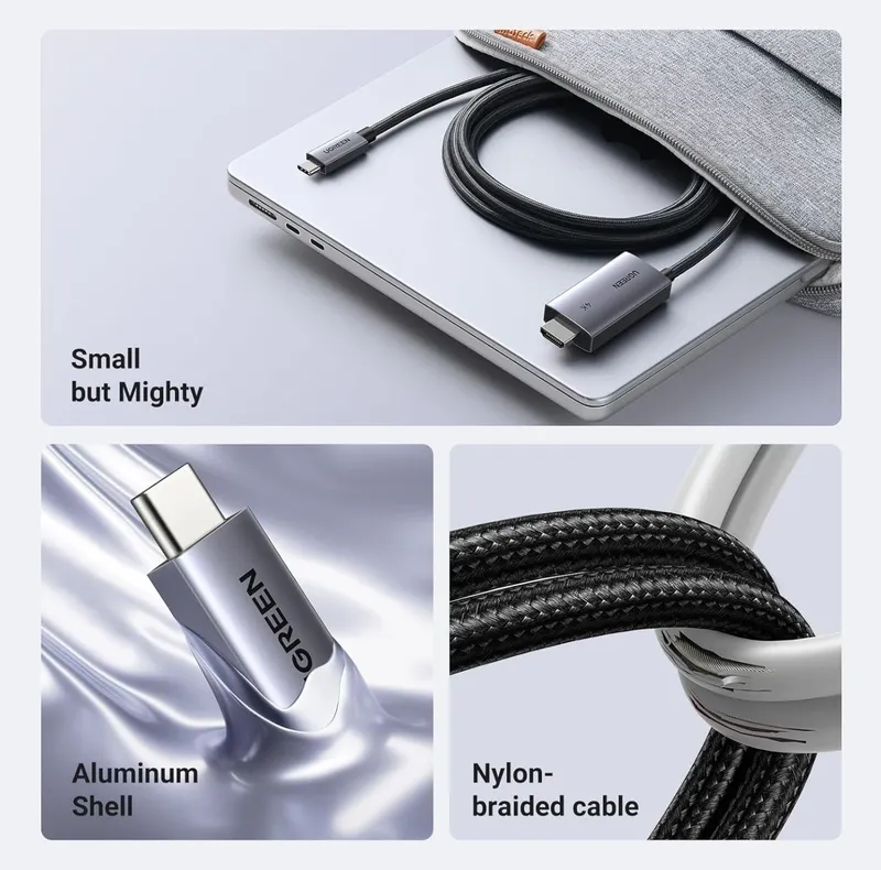 Кабель UGREEN CM675 USB-C → HDMI 4K 60Hz PD 100W HDR10 Dolby Audio (55 — фото 5