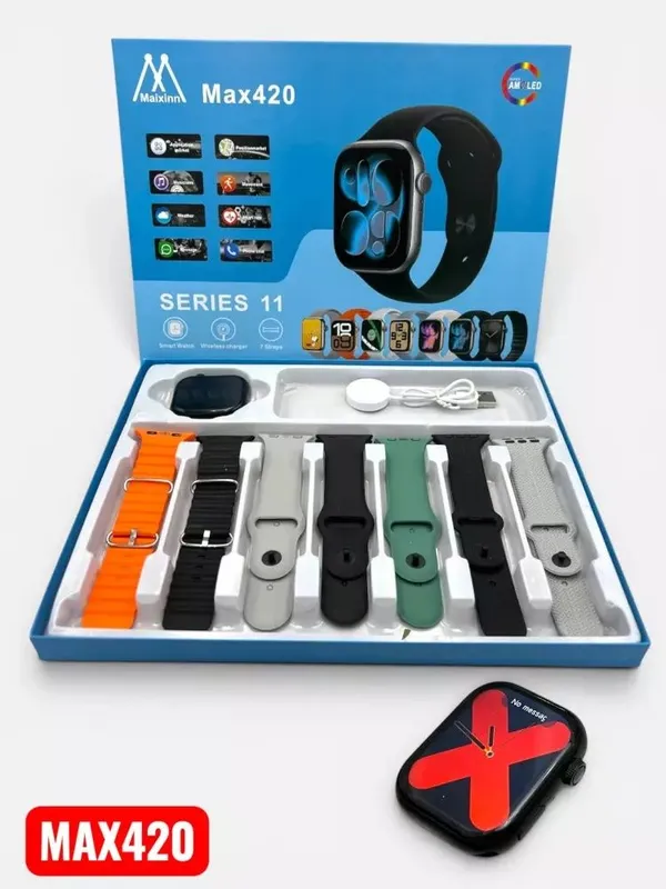Smart Watch Maixinn Max Series 11, AMOLED ekran, 7 ta remen bilan — фото 1