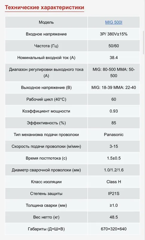 Сварочный аппарат “RILAND” MIG500i 380v полуавтомат — фото 2