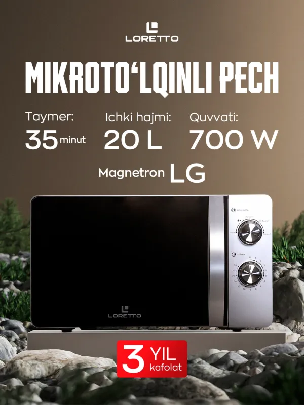 LORETTO LM-2102 mikroto‘lqinli pech, 20 l 1 LORETTO LM-2102 mikroto‘lqinli pech, 20 l 1