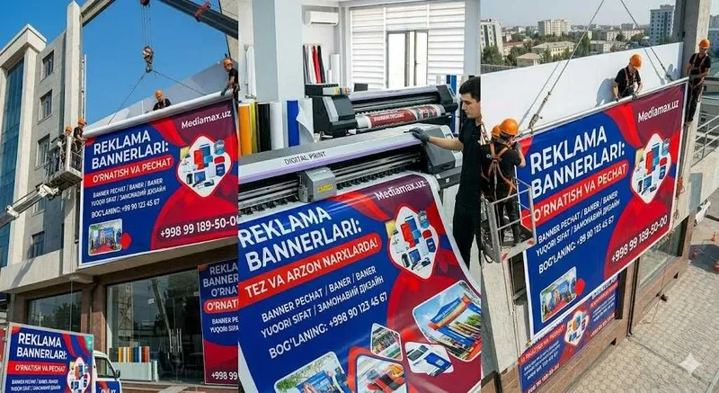 Reklama banneri pechati va o'rnatish. Eng sifatli va arzon narxlarda! — фото 3