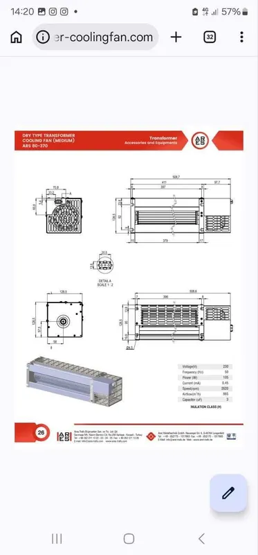 Кулер для трансформатора ARS 80-370 2 Кулер для трансформатора ARS 80-370 2