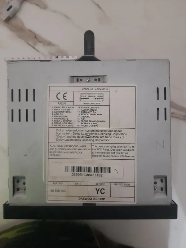 Daewoo/Chevrolet Gentra original magnitola AGK-6390JS (MP3/CD/AUX) 2