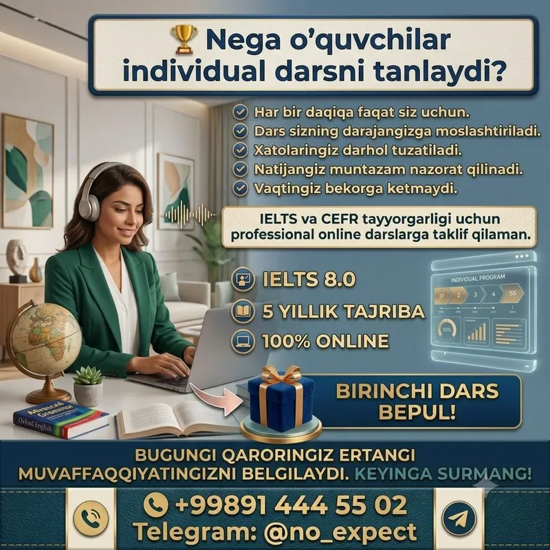 Online individual ingliz tili darslari Online individual ingliz tili darslari