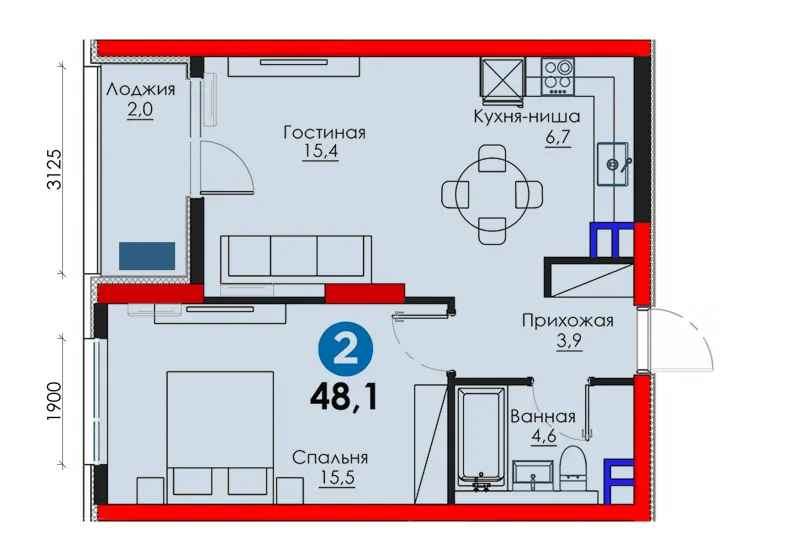 СРОЧНО! 2 комн 48м2 С ПВ-10,880у.е\ежем 9,7млн — фото 1