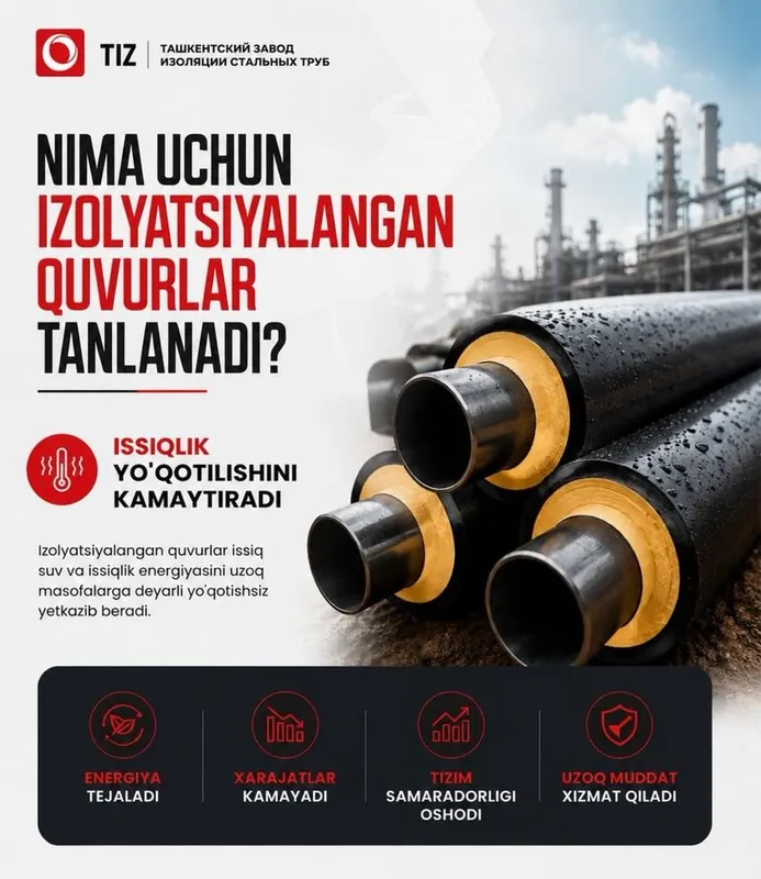 Ishlab chiqaruvchidan metall quvurlarni PPU, PE va ruxlangan qoplamada izolyatsiyalash xizmatlari 6 Ishlab chiqaruvchidan metall quvurlarni PPU, PE va ruxlangan qoplamada izolyatsiyalash xizmatlari 6