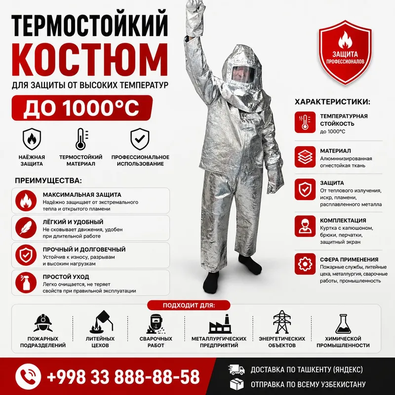 Термостойкий костюм 1000°C | Issiqlikka chidamli