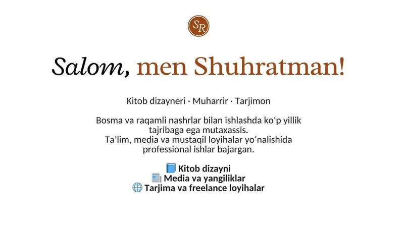 Tarjimon | Kitob dizayneri | Muharrir