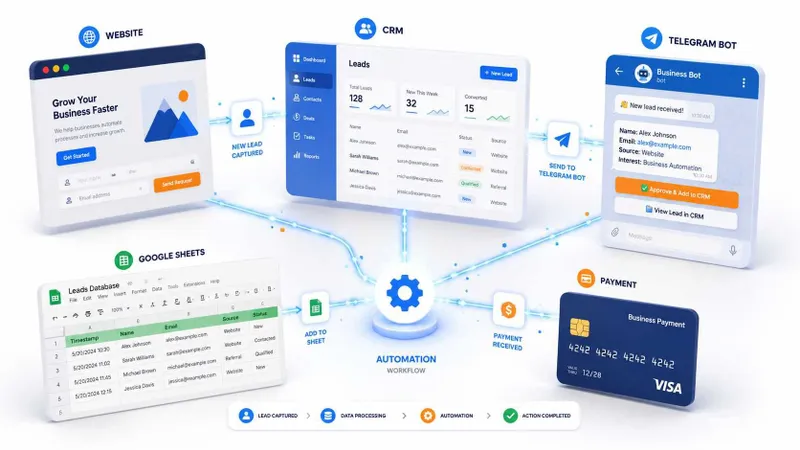 Автоматизация бизнеса. Интеграции CRM, Google Sheets, сайтов и ботов