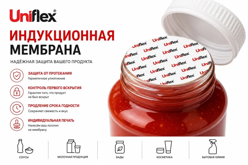 Индукционная мембрана для упаковки | Контроль вскрытия флексопечать 1