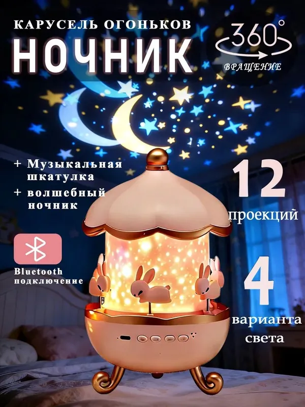Ночник проектор звездного неба с проекцией и Bluetooth Ночник проектор звездного неба с проекцией и Bluetooth