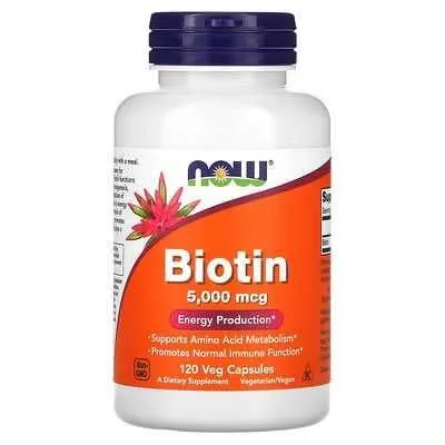 NOW Foods, биотин, 5000 мкг, 120 вегетарианских капсул. Biotin 5000