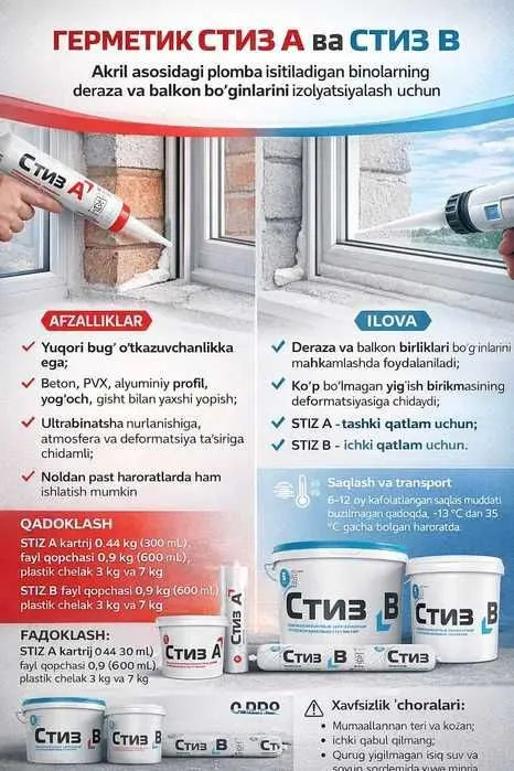 Стиз А и Стиз Б Герметик эластичный для швов окон 1 Стиз А и Стиз Б Герметик эластичный для швов окон 1
